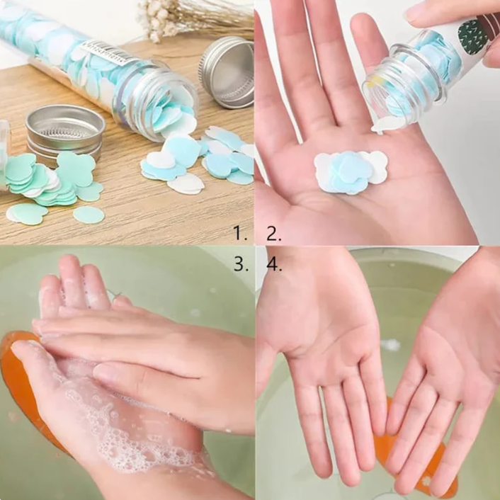 03 Pcs Disposable Mini Scented Paper Soap Tube