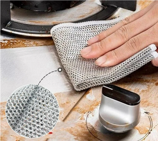 3 Pcs Silver Wire Kitchen Cleaning Dish Cloth