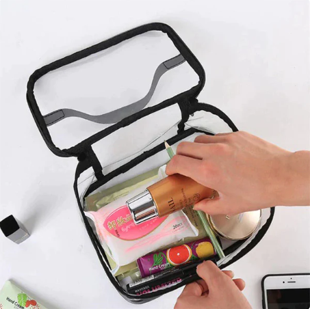 Waterproof Transparent PVC Bath Cosmetic Bag - Travel Makeup Pouch with Zipper