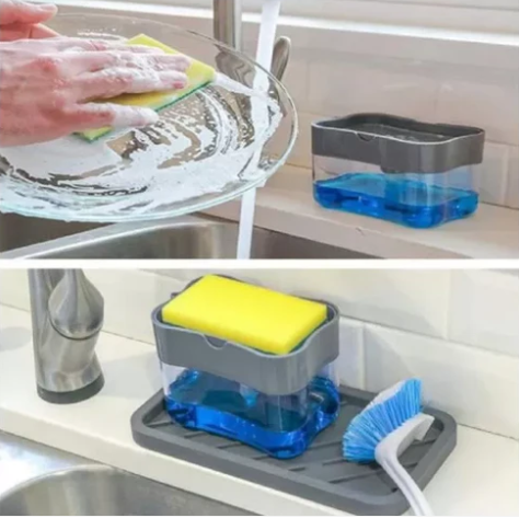 Liquid Soap Pump Dispenser With Sponge Holder