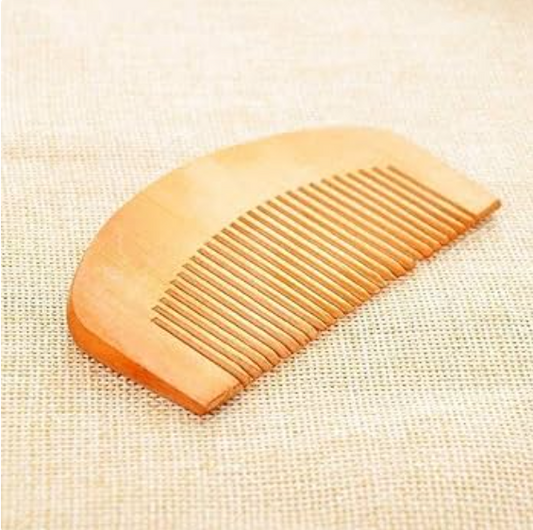 02 Pcs Wood Root Pocket Comb - Natural Peach Wood Comb