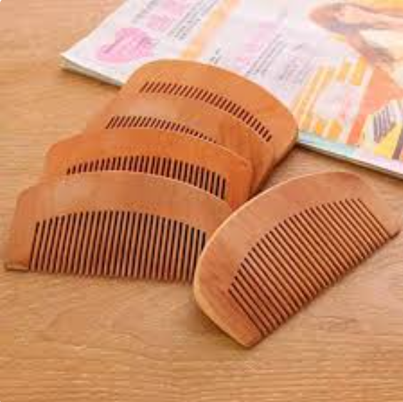 02 Pcs Wood Root Pocket Comb - Natural Peach Wood Comb