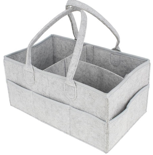 Baby Diaper Caddy Organizer, Foldable Felt Storage Bag with Multi Pockets