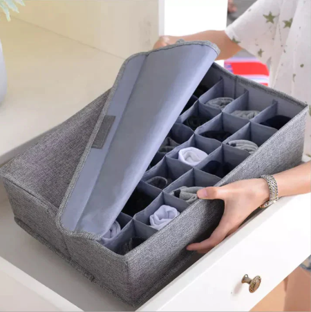 24 Grid Storage Organizer – Foldable Drawer Divider Box for Clothes & Accessories