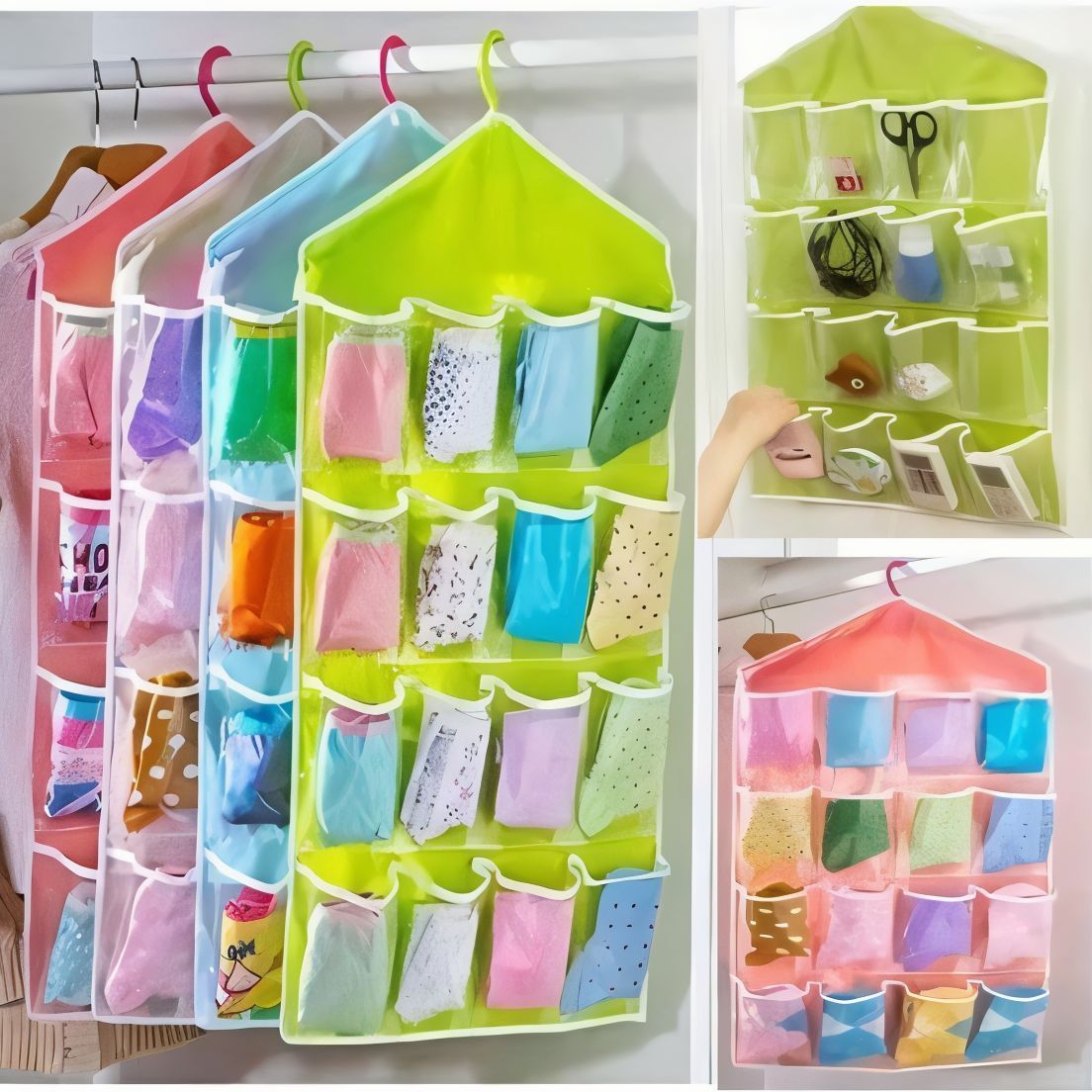 16 Pocket Hanging Organizer - Space Saving Storage - Multi-Purpose Storage Organizer