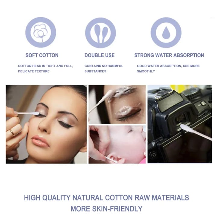 100 Pc Wooden Stick Cotton Buds - Ear Cleaning Buds