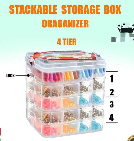 4 Layer 24 Grid Transparent Jewelry Storage Organizer