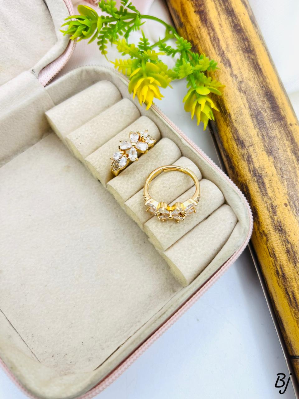 Fancy Beautiful Gold Plated Delicate Design Micro Zircon Rings For Her