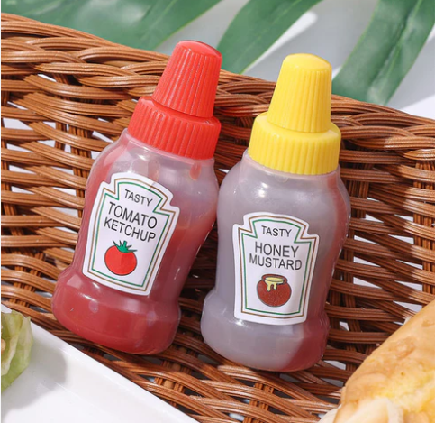 Pack of 2 Mini Condiment Bottles - Mini Ketchup Bottle
