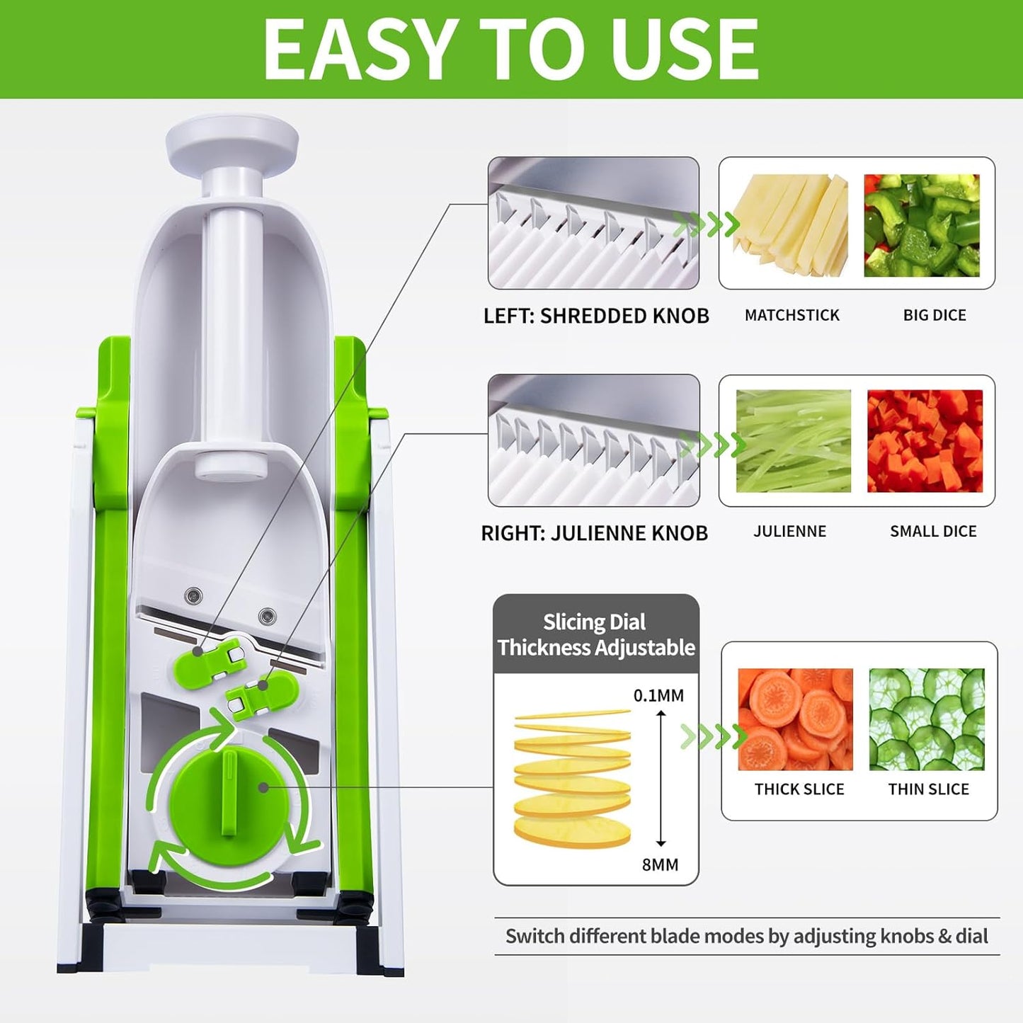 4 in 1 Slicer - Multifunctional Adjustable Versatile Vegetable Cutter – Julienne & Dicer (No Blade Changing Needed)
