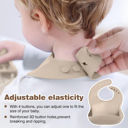 Set of 6 Pcs Silicone Baby Feeding Set (Random Color)