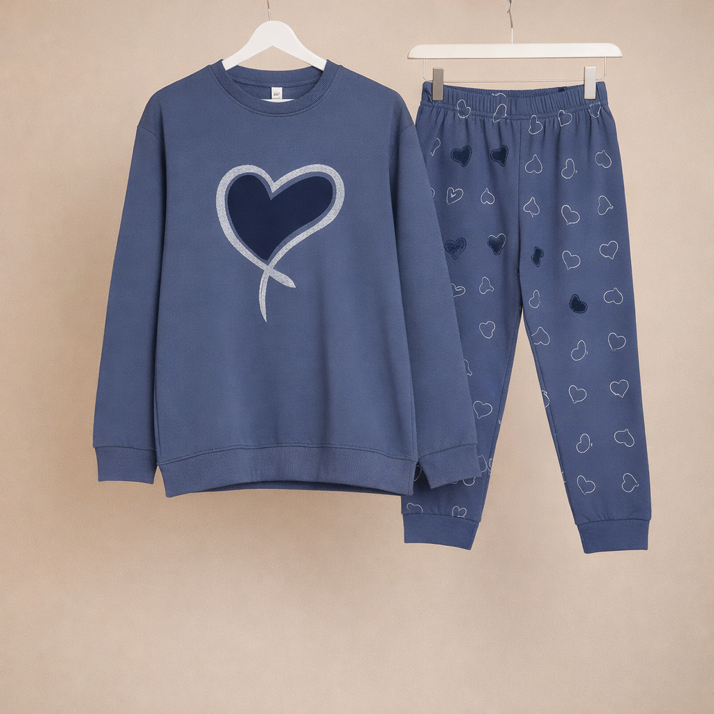 Winter Ocean Heart Co-Ord Set Night Suit