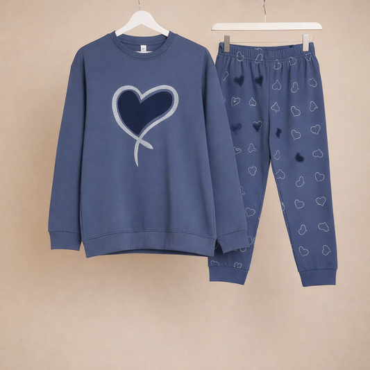 Winter Ocean Heart Co-Ord Set Night Suit