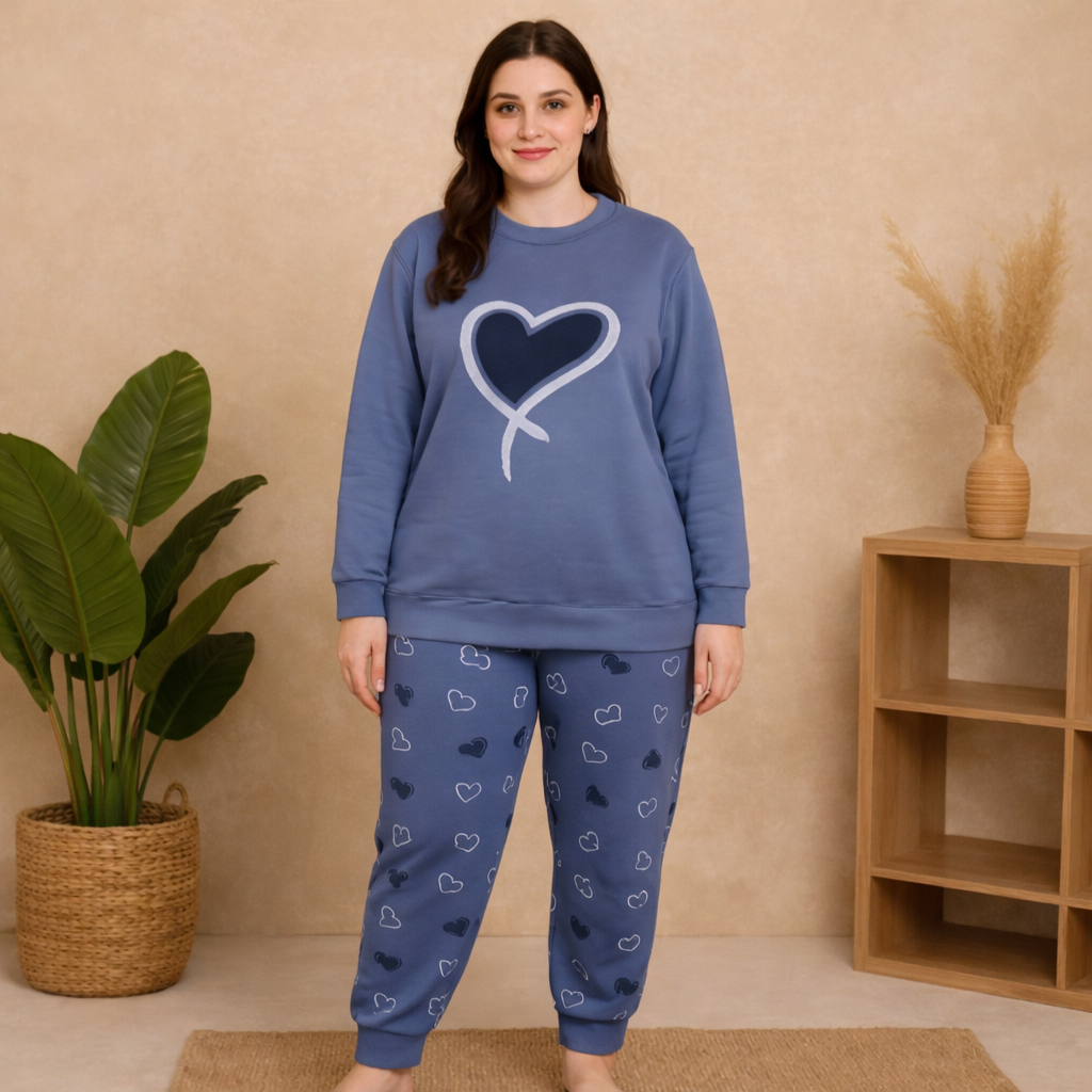 Winter Ocean Heart Co-Ord Set Night Suit
