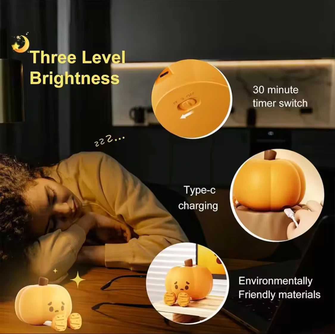 Silicon Pumpkin Lamp (Rechargeable)