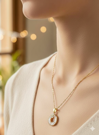 Fancy Beautiful Gold Plated Stainless Steel Zircon Work Pendants For Her