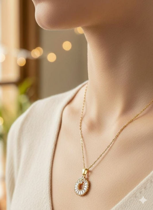 Fancy Beautiful Gold Plated Stainless Steel Zircon Work Pendants For Her