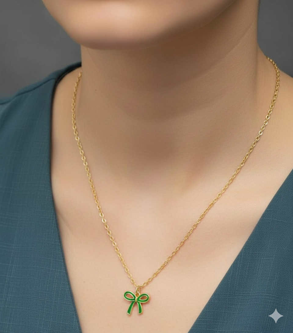 Fancy Beautiful Bow Style Gold Plated Pendants For Her