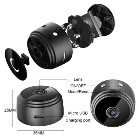 Mini Portable Wireless A9 Security Camera 1080P HD – Live Monitoring, Motion Detection, Night Vision