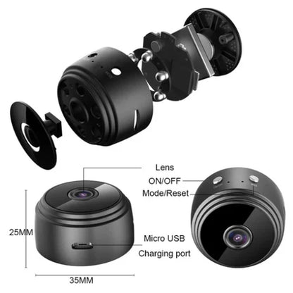 Mini Portable Wireless A9 Security Camera 1080P HD – Live Monitoring, Motion Detection, Night Vision