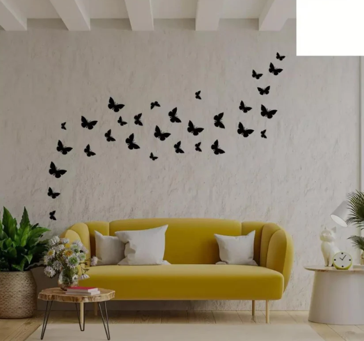 Pack Of 30 Wooden Butterflies With Adhesive Tape