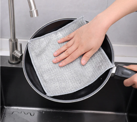 3 Pcs Silver Wire Kitchen Cleaning Dish Cloth