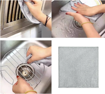 3 Pcs Silver Wire Kitchen Cleaning Dish Cloth