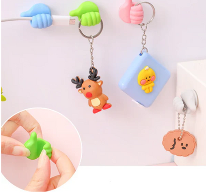 02 Pcs Self Adhesive Wall Thumb Hook (Random Colors)