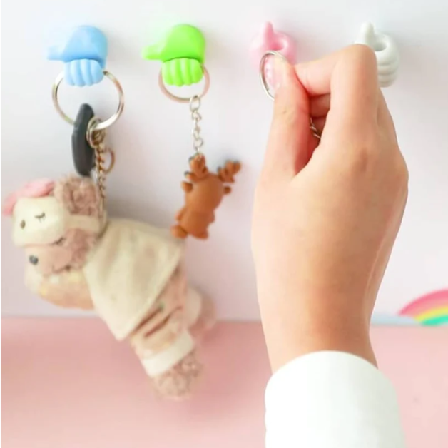 02 Pcs Self Adhesive Wall Thumb Hook (Random Colors)