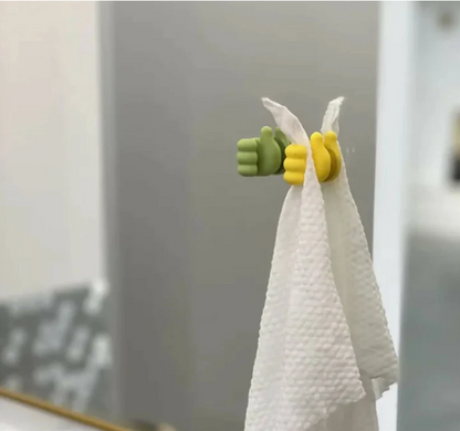 02 Pcs Self Adhesive Wall Thumb Hook (Random Colors)