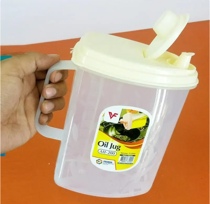 1L Clear Plastic Oil Jug - Leak-proof oil jug