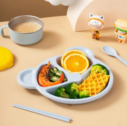 1Pcs Children Bear Plate With Dips Portion