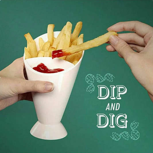 Dipper Fry Snack Cone Stand French Fries Sauce Ketchup Dip Holder