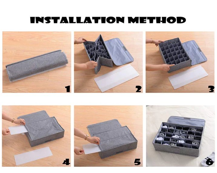 24-Grid Foldable Socks & Underwear Organizer