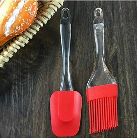 Pack of 2 Spatula & BBQ Oil Brush(17Cm)