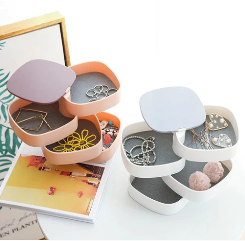 Rotating 360 Multi Layer Makeup Beauty Square Box Organize