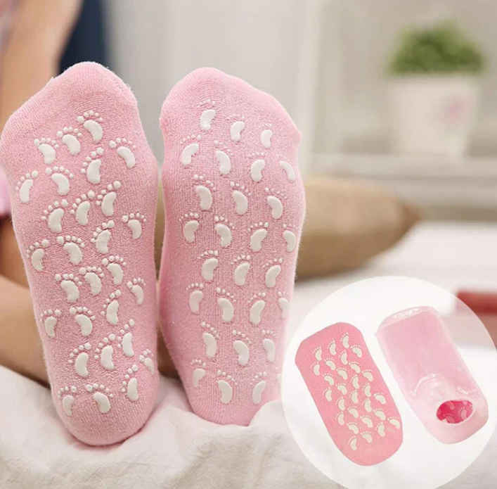 Spa Gel Socks - Anti Crack Half-Length Silicone Foot Protector Socks (Pair)