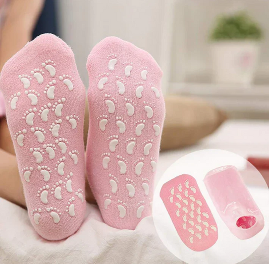 Spa Gel Socks - Anti Crack Half-Length Silicone Foot Protector Socks (Pair)