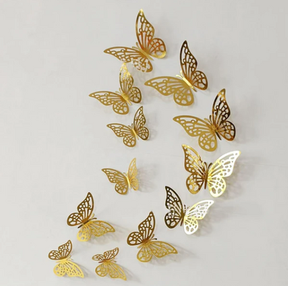 12Pcs Golden Butterfly Stickers - Wall decoration stickers