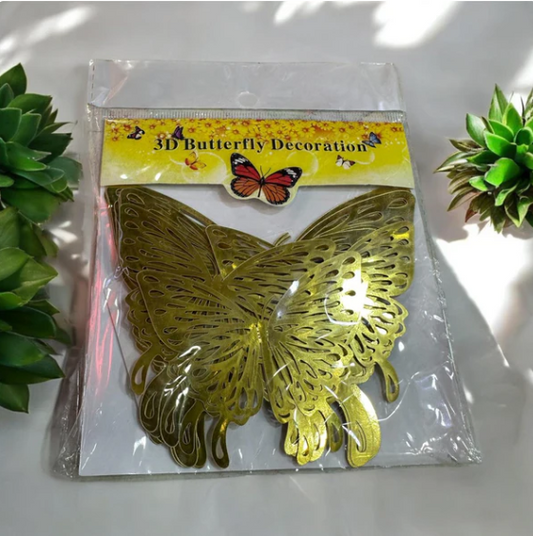 12Pcs Golden Butterfly Stickers - Wall decoration stickers