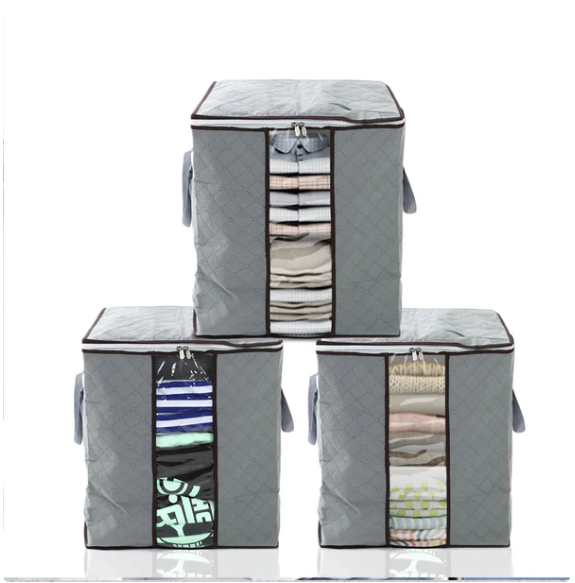 5Pcs Grey Bamboo Storage Bag - Grey storage organizer
