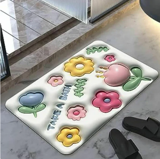 Soft Non Slip Multi Flower Design 3D Door Entrance Mat(Random Design)