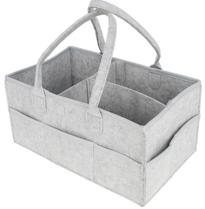 Baby Diaper Caddy Organizer, Foldable Felt Storage Bag with Multi Pockets