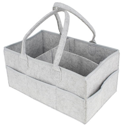 Baby Diaper Caddy Organizer, Foldable Felt Storage Bag with Multi Pockets