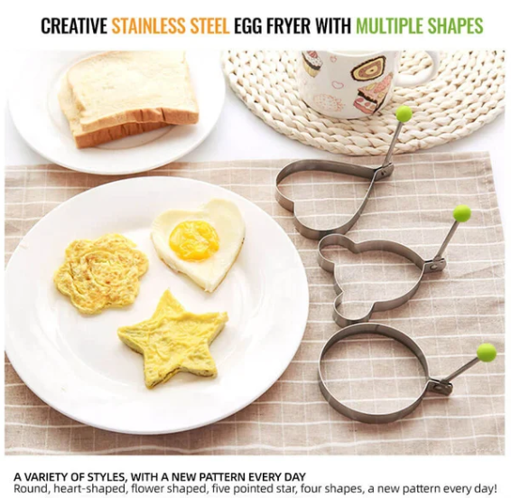4 Pcs Stainless Steel Fried Egg Molds - Star egg mold
