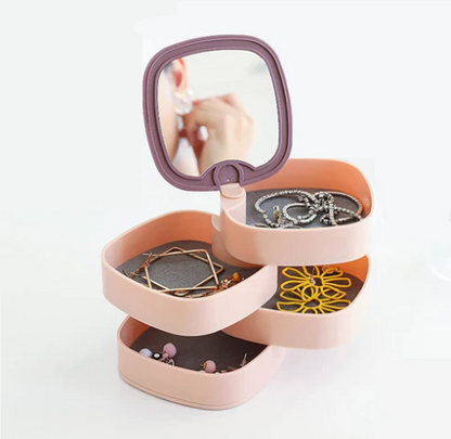 Rotating 360 Multi Layer Makeup Beauty Square Box Organize