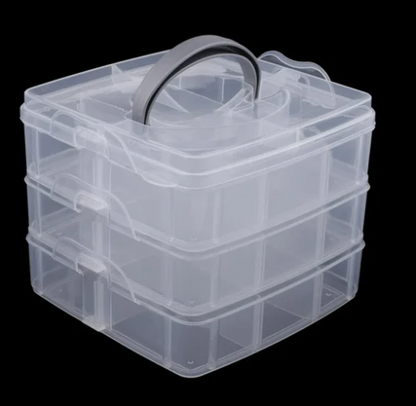 3 Layer 18 Grid Transparent Jewelry Storage Organizer