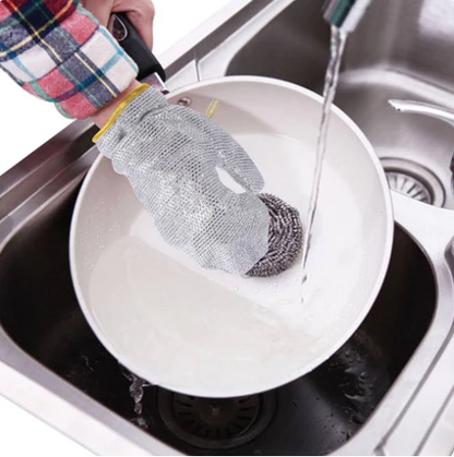 02 Pcs Reuseable Steel Wire Dishwashing Glove