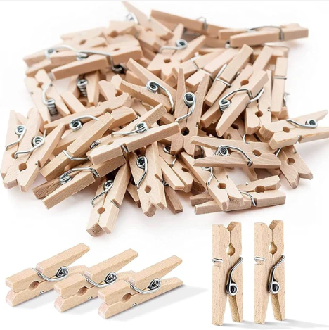 20 Pcs Wooden Clothespins – Strong Grip Laundry Pegs for Clothes