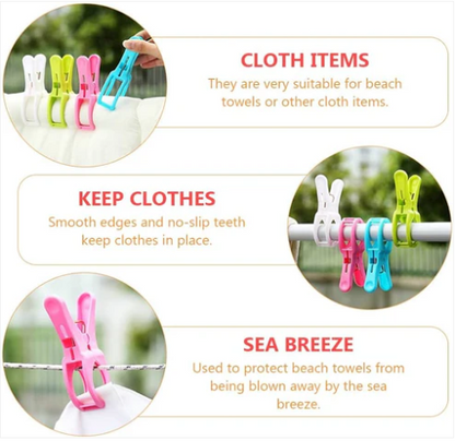 12 Pcs Jumbo Size Strong Holding Grip Clothes Clips